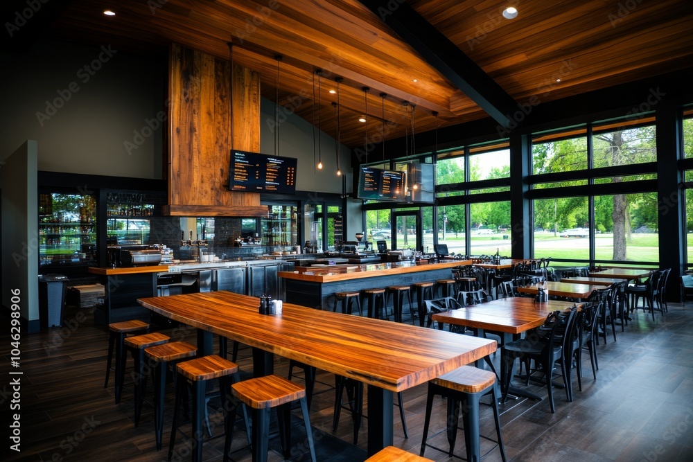 A cozy, rustic restaurant with wooden tables, soft lighting, and an open kitchen, representing the comfort and appeal of farm-to-table dining A cozy, rustic restaurant with wooden tables, soft lighting, and an open kitchen, representing the comfort and appeal of farm-to-table dining