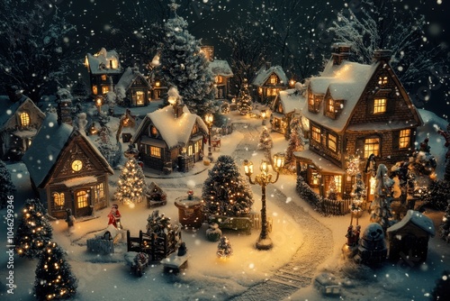Wallpaper Mural Enchanting winter village a magical christmas scene with snow and lights Torontodigital.ca