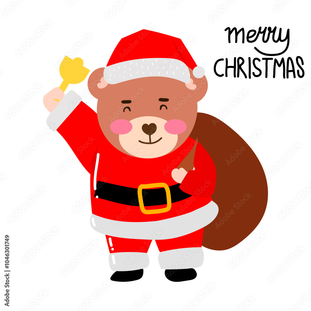 Kawaii happy variant santaclaus on christmas celebration design illustration. kawaii bear cartoon and shiba inu santa character. stock element Kawaii happy variant santaclaus on christmas celebration design illustration. kawaii bear cartoon and shiba inu santa character. stock element