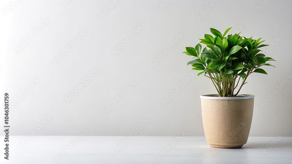 Obraz premium Stylish potted plant in a vase against white background, high definition