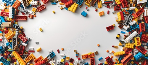 Circle of Colorful Building Blocks on White Background photo