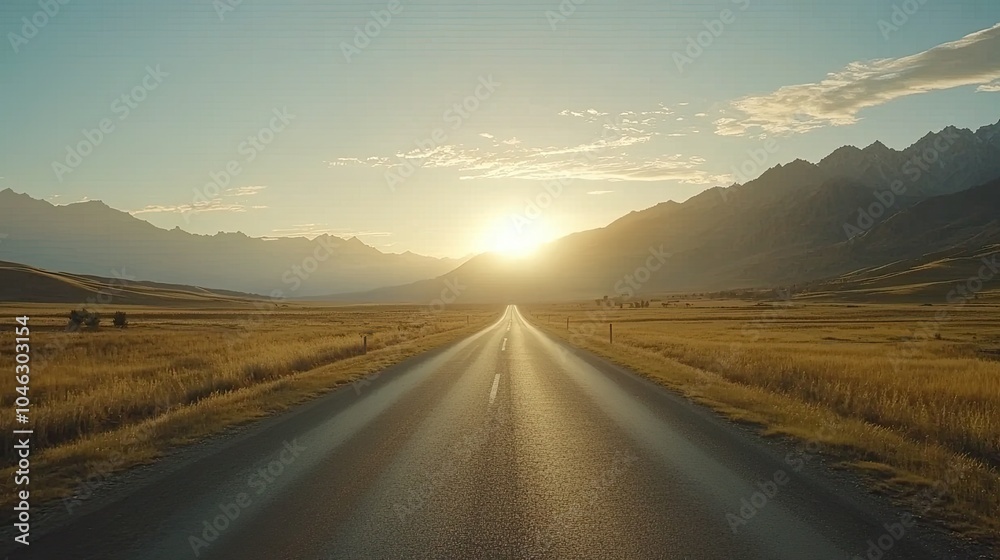 Open road leading to vibrant sunset Open road leading to vibrant sunset