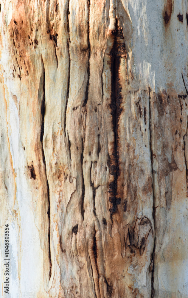 Obraz premium Eucalyptus tree bark texture, Bark of eucalyptus tree, seamless texture, a eucalyptus tree bark texture background image