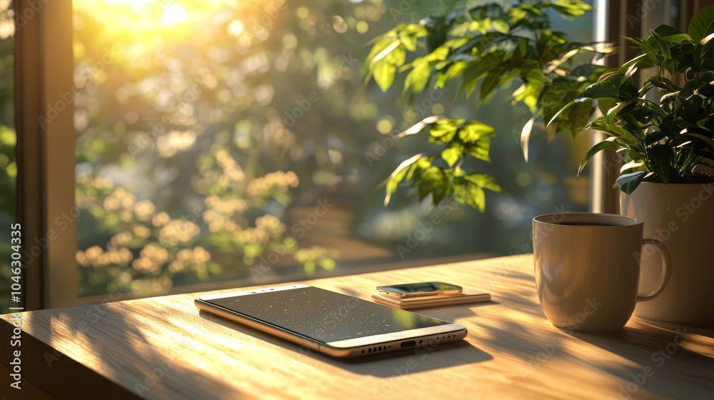 Sleek Solar Smartphone Charger in Sunlit Setting Sleek Solar Smartphone Charger in Sunlit Setting