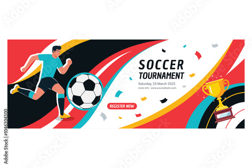 Soccer Tournament Poster Banner Vector Illustration