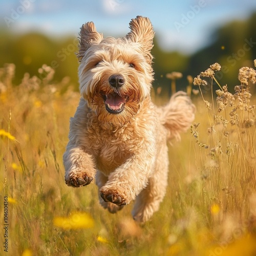 Joyful Soft Coated Wheaten Terrier in Meadow photo