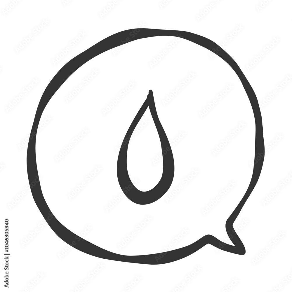 しずくリアクション付きモノクロ線画吹き出しアイコン しずくリアクション付きモノクロ線画吹き出しアイコン