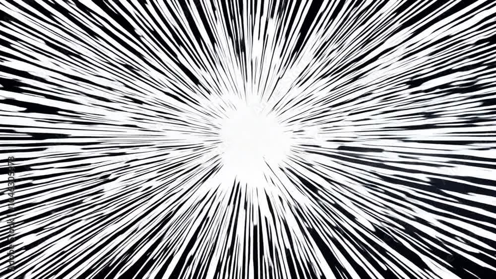 Anime white speed line background animation on black. 4K Video 