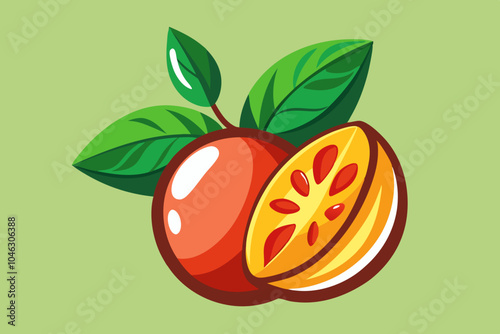 Delicious miracle fruit marula vector art illustration