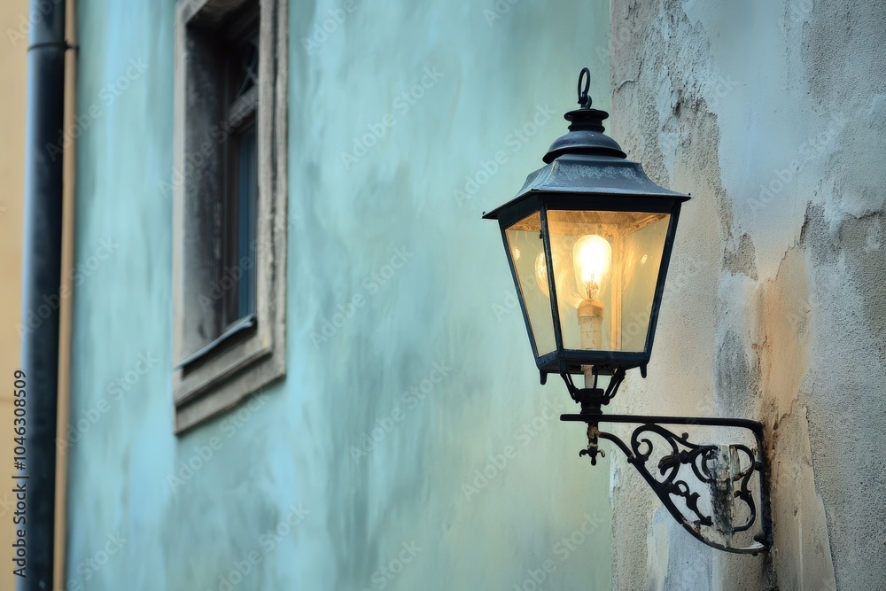 Gas Lantern on Old Wall in Zagreb, Croatia - Retro Landmark in Mediterranean Style Gas Lantern on Old Wall in Zagreb, Croatia - Retro Landmark in Mediterranean Style