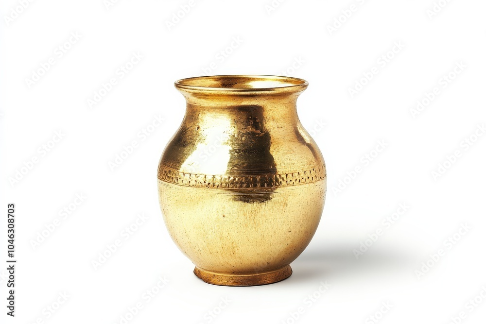 Gold Vase. Antique Cup on White Background, Isolated Object with Old Metal Finish Gold Vase. Antique Cup on White Background, Isolated Object with Old Metal Finish