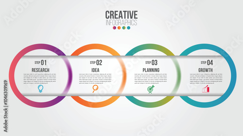 Infographics Chart 4 steps options business timeline modern creative with icon step by step can illustrate vector a strategy, workflow or team work.