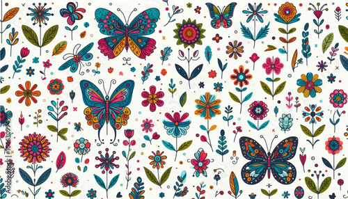 Colorful butterfly pattern illustration ideal for prints and gift wrapping A cute vector design perfect for summer themes for children