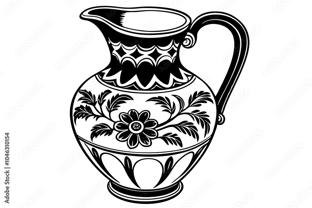 A vector, illustration for a China porcelain, pottery, vase, pitcher A vector, illustration for a China porcelain, pottery, vase, pitcher