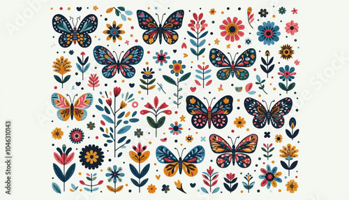 Colorful butterfly pattern illustration ideal for prints and gift wrapping A cute vector design perfect for summer themes for children