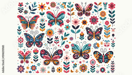 Colorful butterfly pattern illustration ideal for prints and gift wrapping A cute vector design perfect for summer themes for children