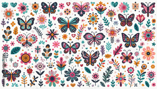 Colorful butterfly pattern illustration ideal for prints and gift wrapping A cute vector design perfect for summer themes for children