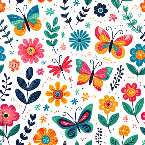 Colorful butterfly pattern illustration ideal for prints and gift wrapping A cute vector design perfect for summer themes for children