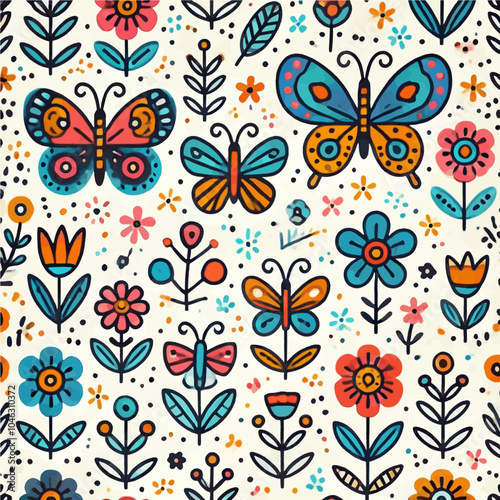 Colorful butterfly pattern illustration ideal for prints and gift wrapping A cute vector design perfect for summer themes for children