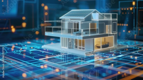 digital background of modern house, on technology concept, modern building