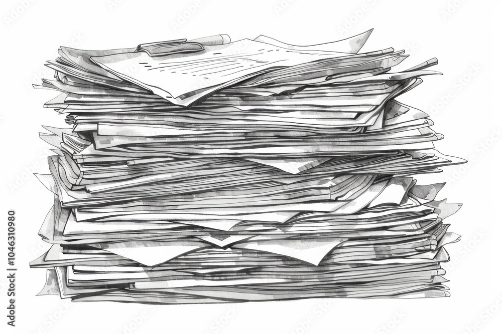 Stack of documents on a tranquil gray surface Stack of documents on a tranquil gray surface