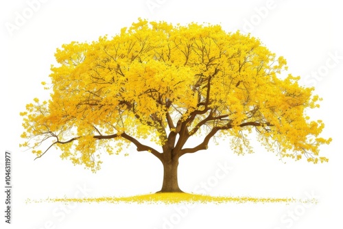 Tranquil silhouette of a yellow tree of life at twilight