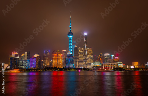 Photography Shanghai Skyline at Night in China