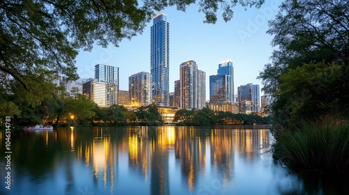 Austin Skyline Reflection 