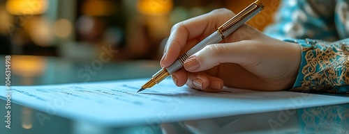 Close-up of businesswoman hands filling tax form. Accounting concept photo