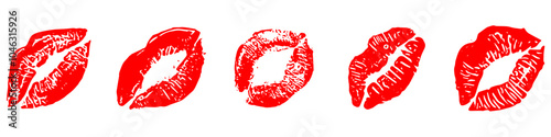 set of lip print, Lips grunge lipstick kiss print or imprint, mouth stained mark, sensuality sexualityor romance element vector