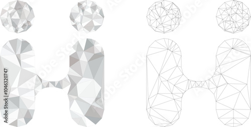 Mesh vector siam twins people icon. Mesh wireframe siam twins people image in lowpoly style with organized triangles, nodes and linear items. Mesh composition of triangulated siam twins people,