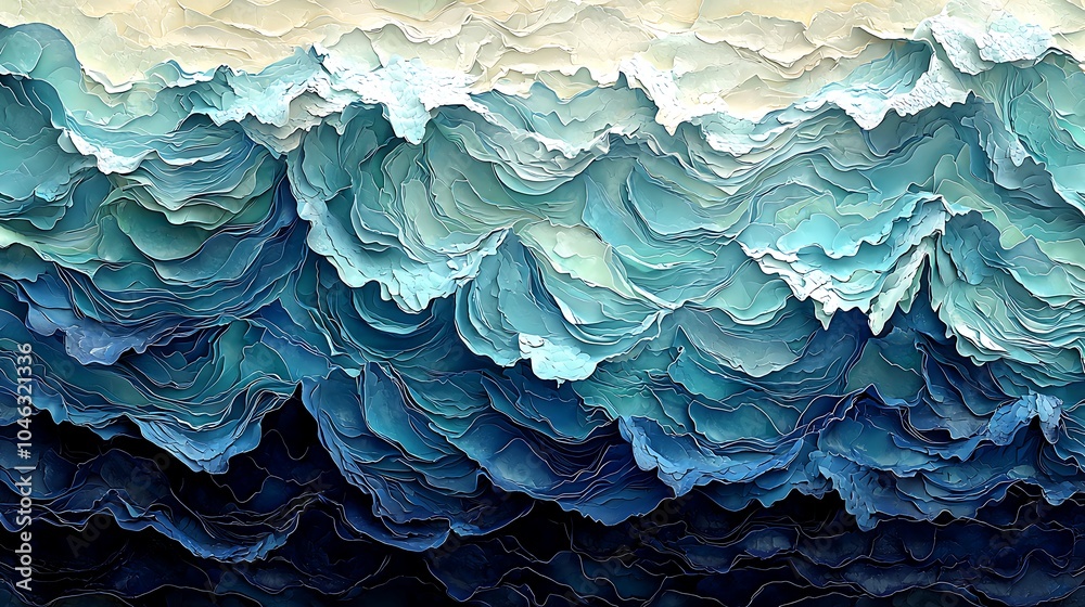 Abstract Blue Waves: Layered Texture, Artistic Design, Fluid and Dynamic, Sea Inspired Abstract Blue Waves: Layered Texture, Artistic Design, Fluid and Dynamic, Sea Inspired
