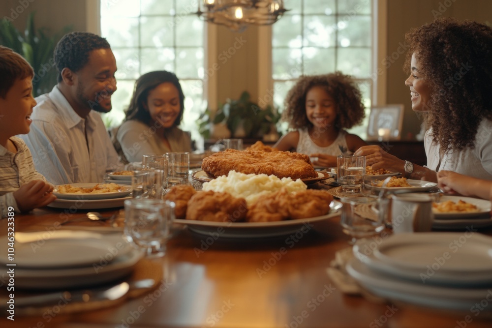 Diverse Family Enjoying Comfort Food Dinner - Perfect for Thanksgiving and Christmas Celebrations Diverse Family Enjoying Comfort Food Dinner - Perfect for Thanksgiving and Christmas Celebrations
