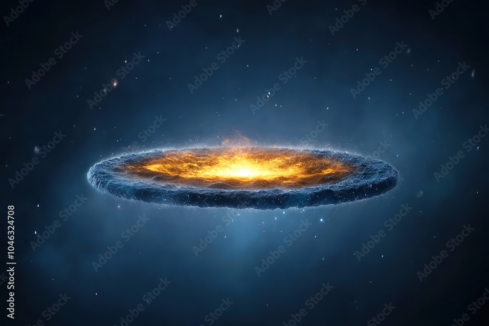 Fototapeta premium Cosmic galaxy formation with swirling light and colors in a starry background, a mesmerizing celestial display.
