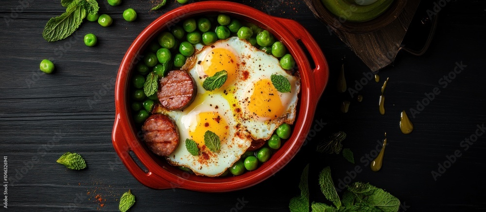 Delicious Fried Eggs, Peas and Sausage Delicious Fried Eggs, Peas and Sausage