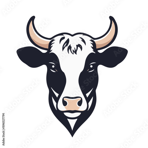 Cow head isolated