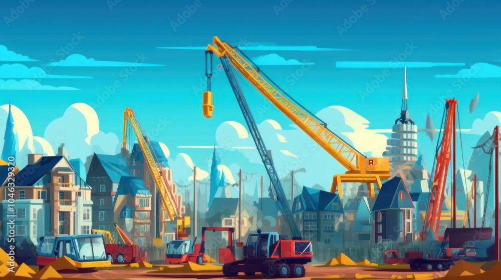Naklejka premium Construction Site in City