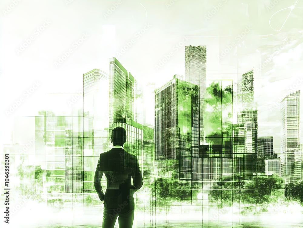 Visionary Urban Planning: A Digital Projection of a Lush Green City Skyline for Sustainable Development - Perfect for Sports Interiors as an Inspiring Poster! Visionary Urban Planning: A Digital Projection of a Lush Green City Skyline for Sustainable Development - Perfect for Sports Interiors as an Inspiring Poster!