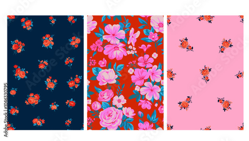 Seamless spring vector pattern with floral motif for dress fabric	