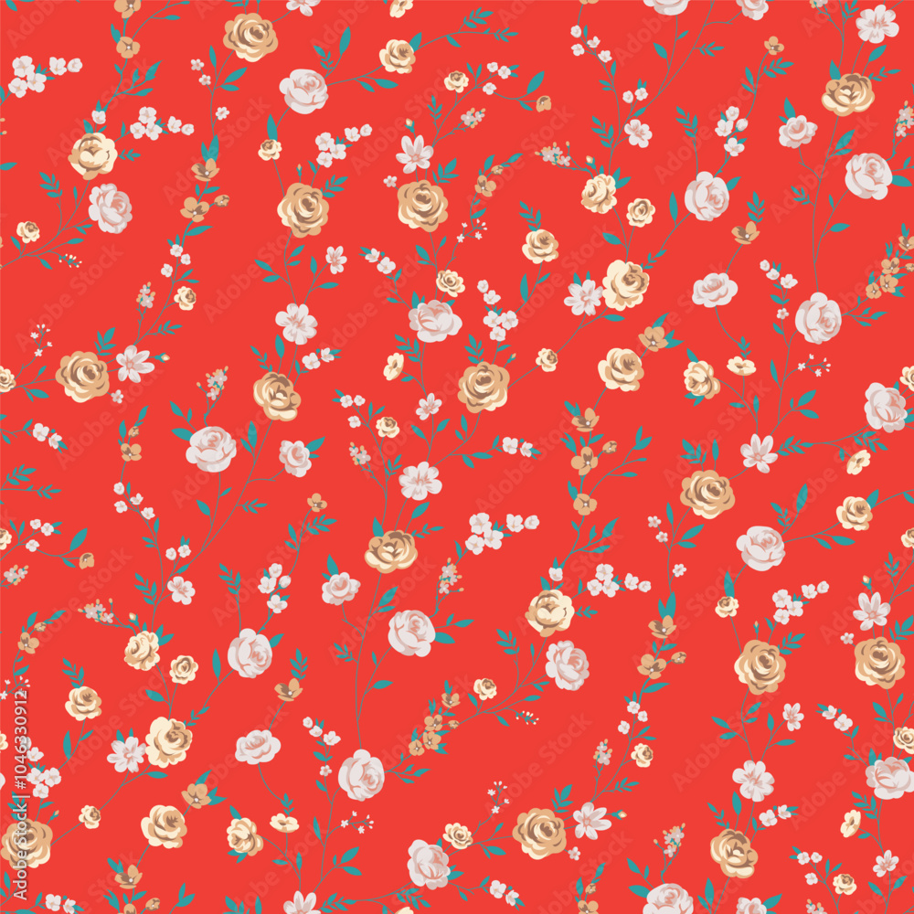 Seamless spring vector pattern with floral motif for dress fabric	