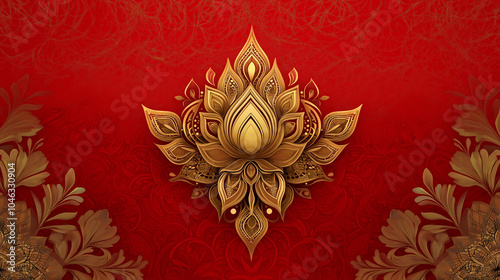 Elegant Red and Gold Floral Mandala Background for Luxury Design