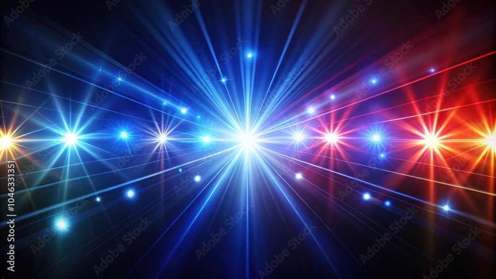Obraz premium Beautiful glowing streaks of police light flares against a dark background, police, light flares, glowing, streaks, beautiful