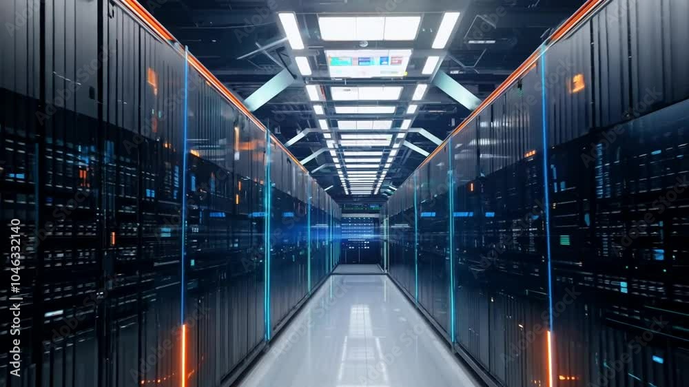 Racks Server Futuristic Sci-Fi Orange Data Center Lights Glowing Blue Lots fi datum glow light lot storage neo smart fresh tech proof fast sleek space aged art wire chic cut state network compute mac