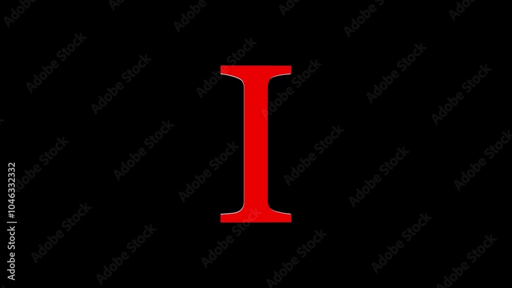 3d I letter logo loopable rotated red color black background 3d I letter logo loopable rotated red color black background