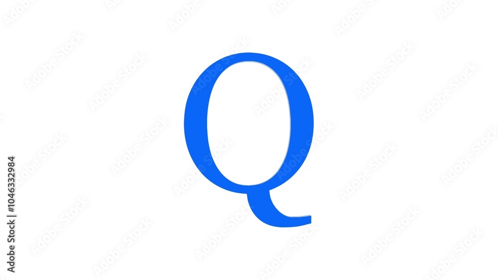 3d Q letter logo loopable blue color white background 3d Q letter logo loopable blue color white background