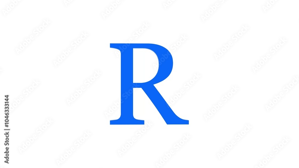 3d R letter logo loopable blue color white background 3d R letter logo loopable blue color white background