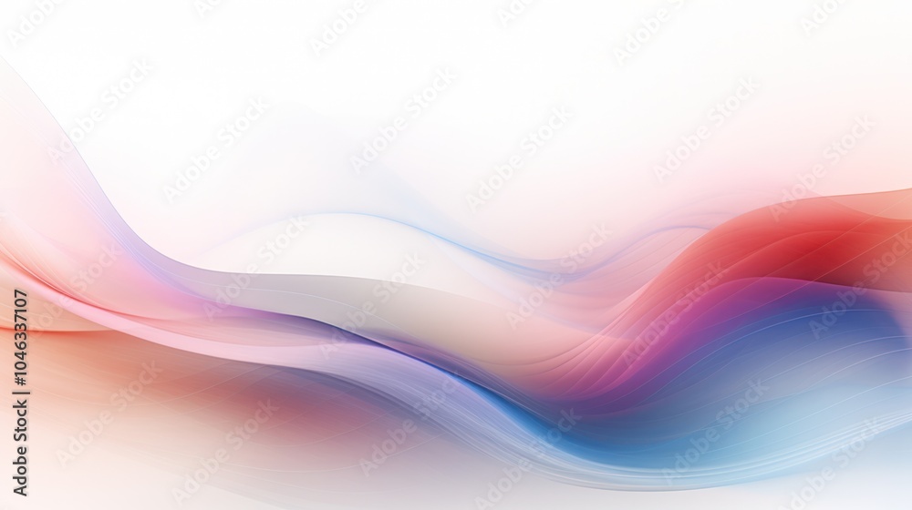 Flowing and blurred music sound waves in vibrant colors extending across a white background Flowing and blurred music sound waves in vibrant colors extending across a white background