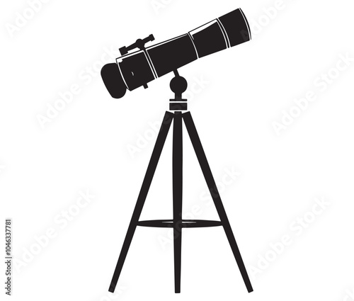 Telescope silhouette icon. Telescope silhouette logo vector