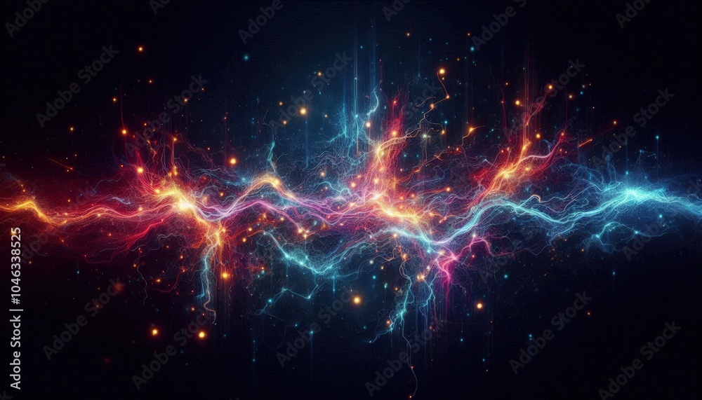 Fototapeta premium Abstract Electric Current Background with Colorful Lights
