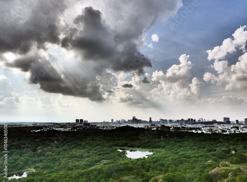 Skyline view on HITEC City, Cyberabad, Hyderabad skyline from Golkonda Fort photo